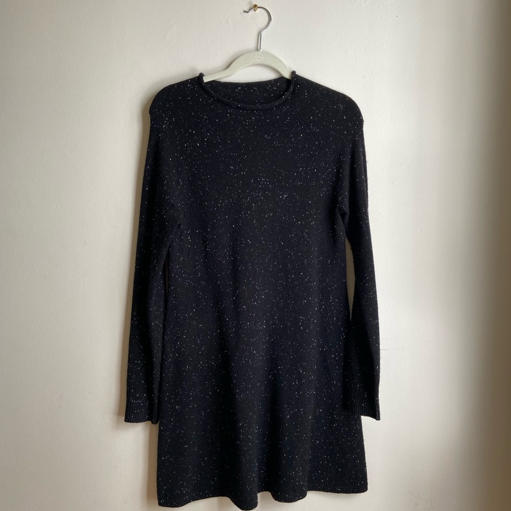 Theory Black and White Speckled Sweater Dress